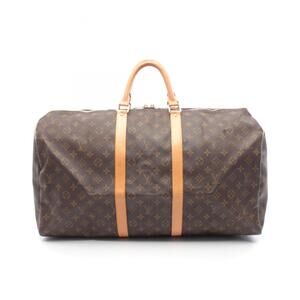 LOUIS VUITTON Brown Monogram Leather Keepall 55 Boston Bag